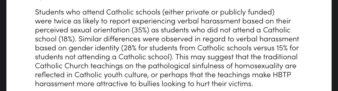 The data speaks for itself: 2SLGBTQIA+ students are less safe, less supported, in Catholic schools. 

Data from @egalecanada: egale.ca/awareness/stil…