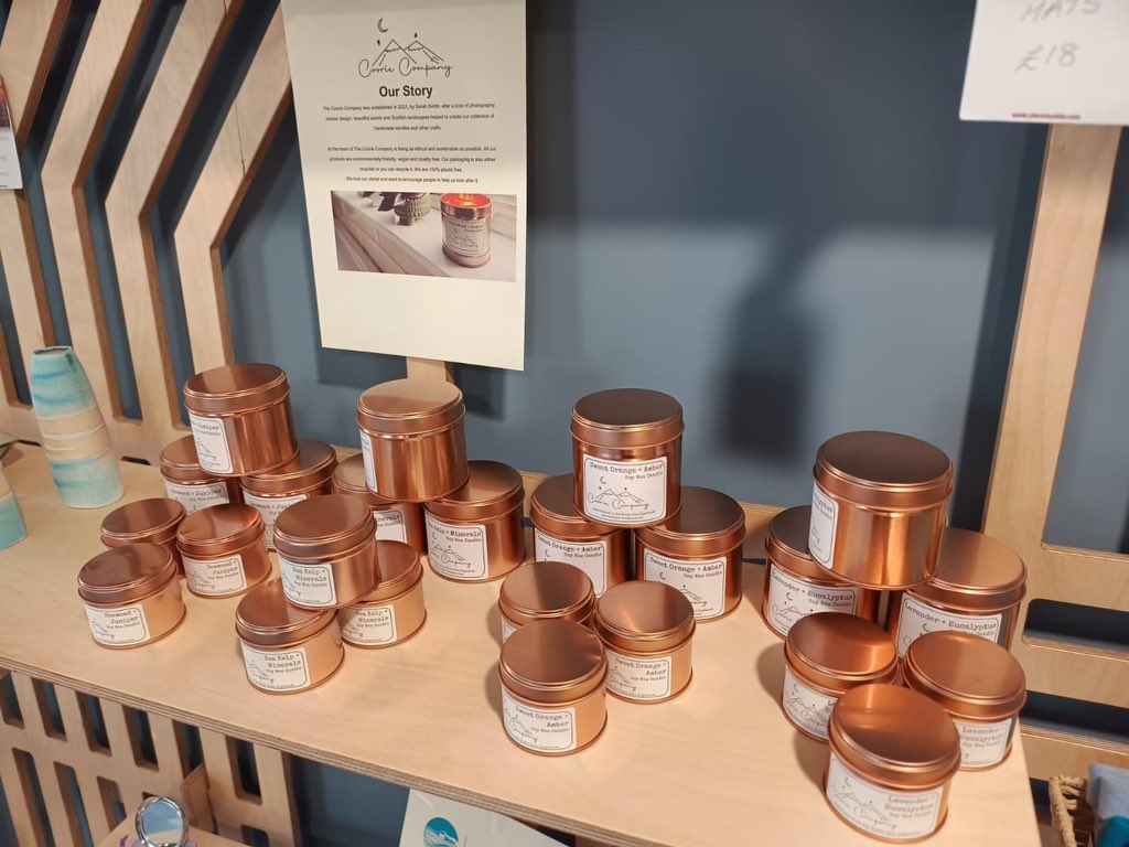 YMCATayside's tweet photo. Another producer in our shop is The Coorie Company, with their range of lovely smelling candles. 

Tuesday - Friday, 8.30am - 3pm, takeaway coffee, and a range of artisan and locally produced goods. 

"At the heart of The Coorie Company is being as ethical and sustainable as possible. All our products are environmentally friendly, vegan and cruelty free. Our packaging is also either recycled or you can recycle it. We are 100% plastic free. 

We love our planet and want to encourage people to help us look after it."

#sustainableplanet #meaningfulwork