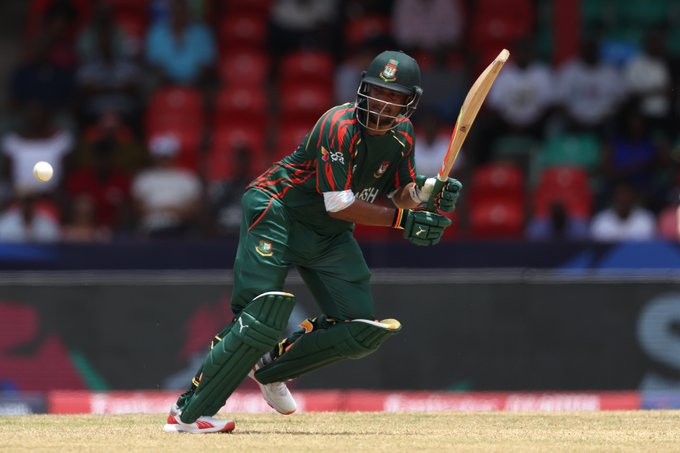 Shakib's 46-ball 64* sets up a competitive 159/5 for 🇧🇩. 📹 Credits: Twitter/ICC