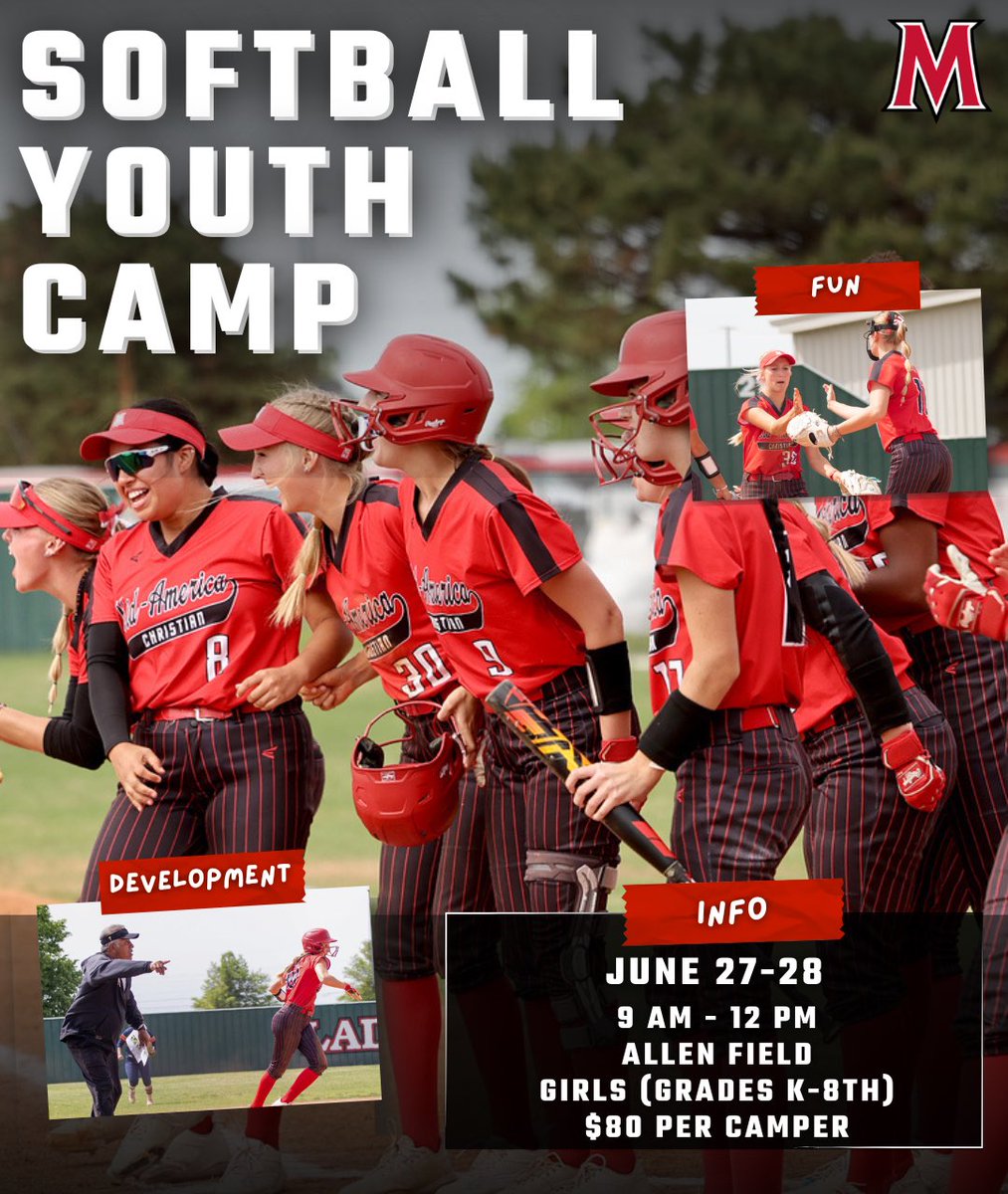 ✌️ weeks til MACU Softball Youth Camp!

Sign up today:

macuathletics.com/sports/2024/5/…