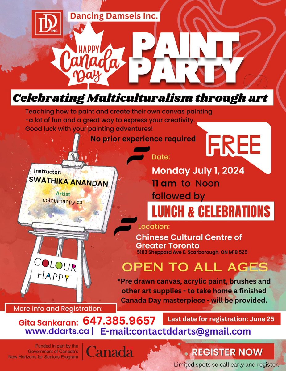Dancing Damsels Inc. (@dancingdamsels) on Twitter photo EVENT ALERT! Pre-registration is required to provide the art supplies and LUNCH for you! Let's Celebrate Canada!
#CanadaDayCelebration #freeeventent #canadada #paintinginting #artt #party #food #celebration #familyfun
<a href="/DancingDamsels/">Dancing Damsels Inc.</a> <a href="/CCCGT/">CCCGT</a> <a href="/maryashok/">Mary Ashok</a> <a href="/NewsCMN/">CMNnews</a> EVENT ALERT! Pre-registration is required to provide the art supplies and LUNCH for you! Let's Celebrate Canada!
#CanadaDayCelebration #freeeventent #canadada #paintinginting #artt #party #food #celebration #familyfun
<a href="/DancingDamsels/">Dancing Damsels Inc.</a> <a href="/CCCGT/">CCCGT</a> <a href="/maryashok/">Mary Ashok</a> <a href="/NewsCMN/">CMNnews</a>