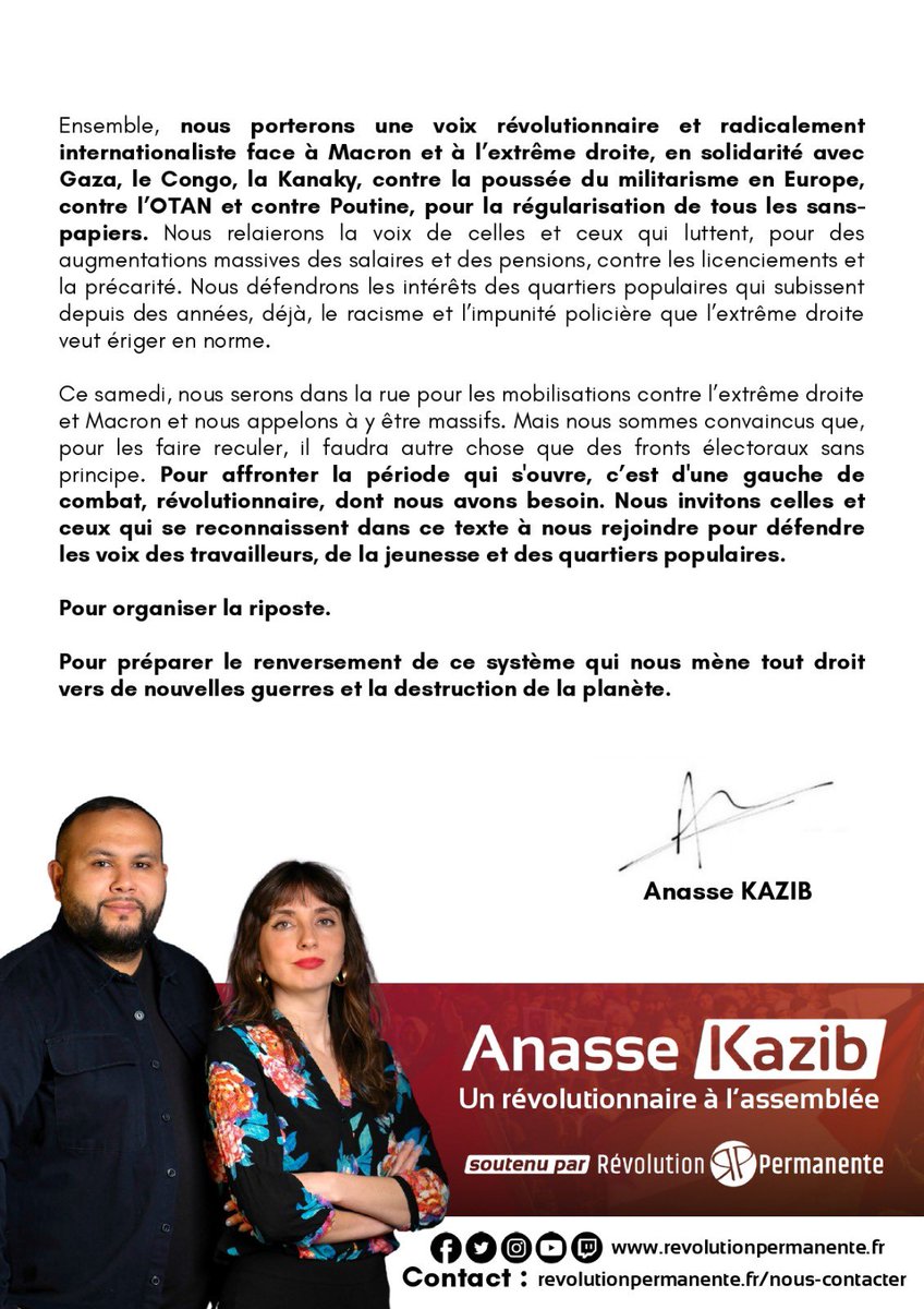 AnasseKazib's tweet photo. 🔴 Je suis candidat aux législatives en Seine-Saint-Denis avec ma camarade @Elsa_Marcel.

On va montrer que le meilleur des barrages à l'extrême-droite, c'est la force des travailleurs, de la jeunesse et des quartiers populaires.

Restez connectés et contactez-nous pour aider ✊🏼 https://t.co/4O2r8hPx3K