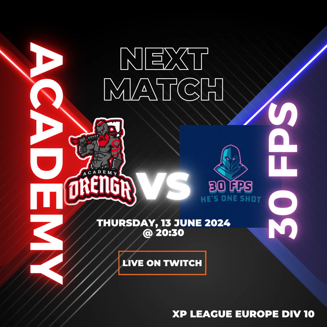 Match tonight 8:30PM 🔫 📷

Drengr Academy vs 30 FPS
 
Let’s show some support    

Roster 4 Academy 
<a href="/DanielLee150294/">Daniel lee</a>
<a href="/Ty__COD/">Ty</a>
<a href="/BigKNine_/">LewTheScot</a>
<a href="/mavqn_4k/">Mav</a> 

 #DES #DrengrEsports #XP_Europe  🔫 📷