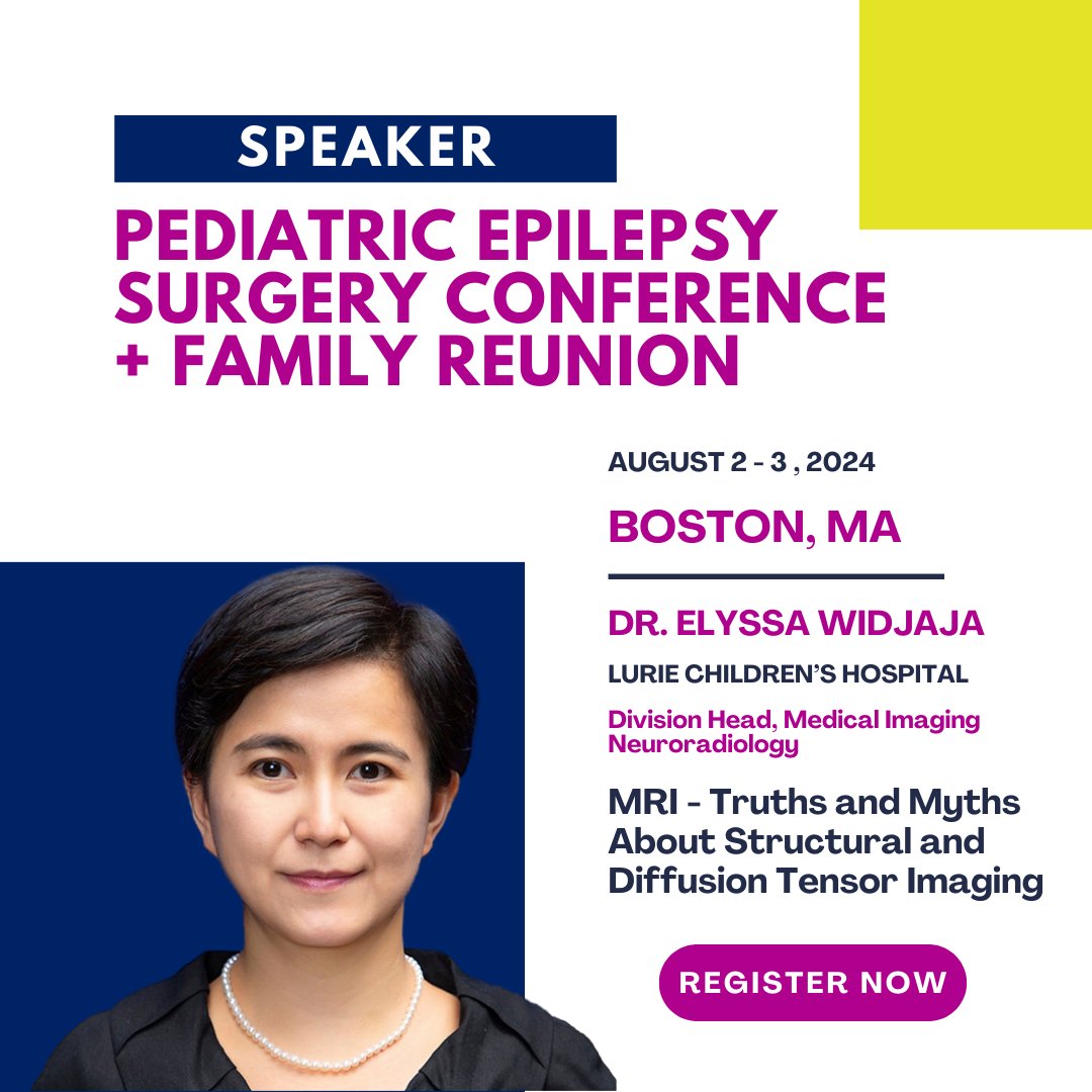 Some powerhouse speakers at our upcoming family conference! We're excited that @LurieNeuroRads Dr. Elyssa Widjaja is joining us to talk to our families about truths and myths around MRIs - especially diffusion tensor imaging. 🎟️ at bit.ly/PESABoston!