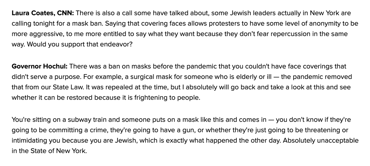 🚨 NY ACTION ALERT: <a href="/GovKathyHochul/">Governor Kathy Hochul</a> said on CNN that she is considering banning masks in NY. 

We need to all speak out against this!

Please contact Gov Hochul! 

Call: 518-474-8390 (press 1 to leave a message, press 2 to speak to a person) 

Write: governor.ny.gov/content/govern…