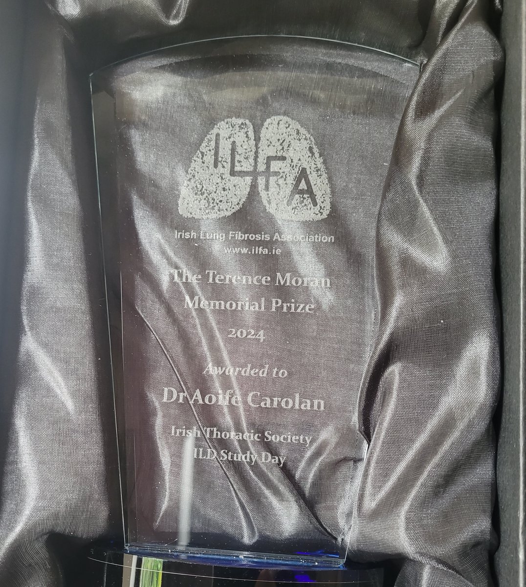 ILFA Ireland (@ilfa_ireland) on Twitter photo Dr Aoife Carolan, Beaumont Hospital, was presented with the <a href="/ILFA_Ireland/">ILFA Ireland</a> Terence Moran Memorial Award by Eddie Cassidy (ILFA Chair), Maureen O'Donnell (LFA CEO) and Prof Killian Hurley (Chair of <a href="/irishthoracicS/">Irish Thoracic Society</a> ILD Group) for best case presentation <a href="/irishthoracicS/">Irish Thoracic Society</a> ILD Study Day Dr Aoife Carolan, Beaumont Hospital, was presented with the <a href="/ILFA_Ireland/">ILFA Ireland</a> Terence Moran Memorial Award by Eddie Cassidy (ILFA Chair), Maureen O'Donnell (LFA CEO) and Prof Killian Hurley (Chair of <a href="/irishthoracicS/">Irish Thoracic Society</a> ILD Group) for best case presentation <a href="/irishthoracicS/">Irish Thoracic Society</a> ILD Study Day