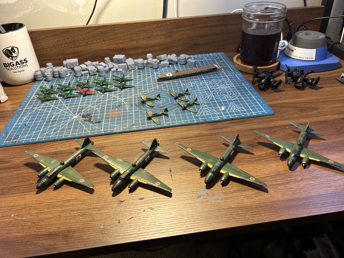 JunkieTerrain's tweet image. Final steps on these Japanese G4M "Betty's" before they hit the table.  All this extra work on them really pays off and shows actual realistic use on the models.  Just wish it did not take so long to accomplish.

@WarlordGames #bloodredskies