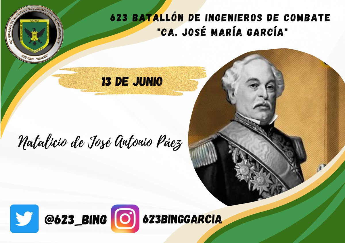 623_bing's tweet photo. #13JUN| Natalicio del G/J José Antonio Páez,  conocido como el “Centauro de los Llanos”, el “León de Payara”, el guerrero, el hombre que se enfiló en la causa Patria y junto al Libertador Simón Bolívar conquistó en el campo de batalla, la Independencia de Venezuela. https://t.co/jszGtnrs4z