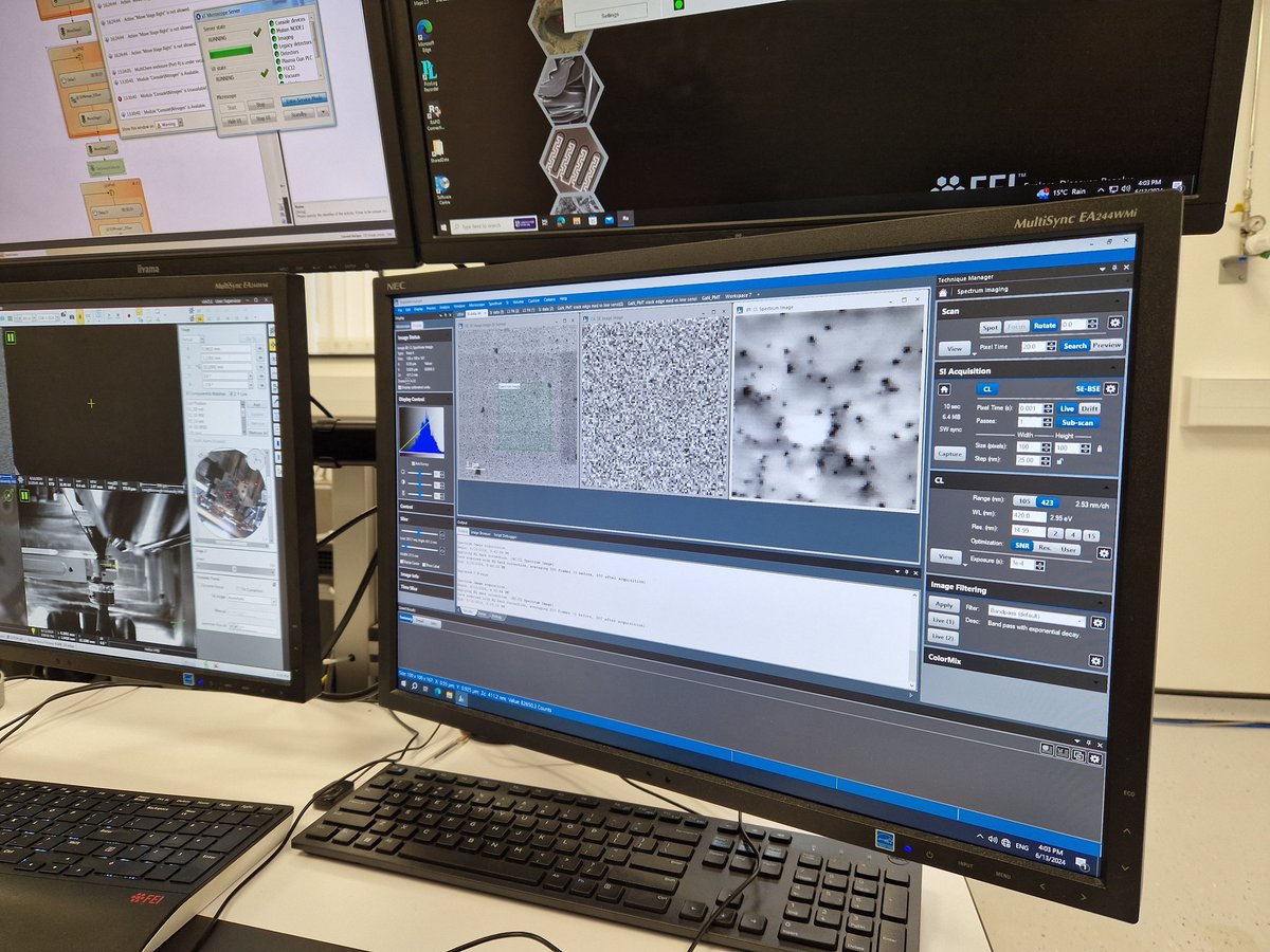 Fun afternoon with <a href="/ZhouZhaoxia/">Zhaoxia Zhou</a> doing CL on a GaN reference sample kindly gifted by @KuschGunnar.