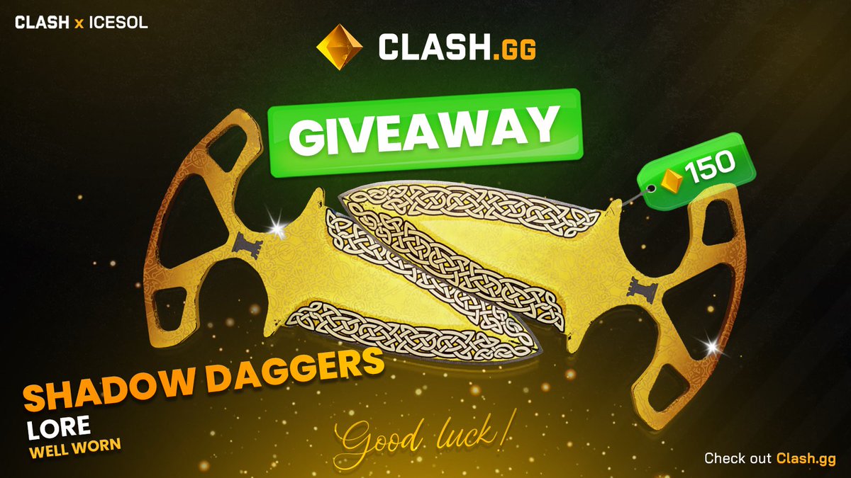 IceSolanaa's tweet image. PARTNERING WITH THE GOAT SITE FOR A $150 SHADOW DAGGERS GIVEAWAY LFG BOYS! 

7 days

‼️Shadow Daggers Lore FT (150gems) 🙌 🎉 

Steps to join 👇 
✅ Follow @clashdotgg &amp;amp; me
✅ Retweet
✅ Tag 1 friend

GL BOYS