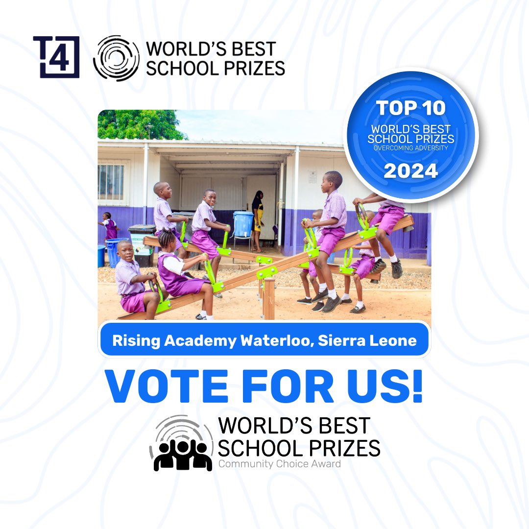 In addition to the prize for Overcoming Adversity, Rising Academy Waterloo also has the opportunity to win the Community Choice Award!

This is a special recognition, awarded to the school that receives the most public votes.

Vote now: vote.worldsbestschool.org/public-vote-20…

#worldsbestschools