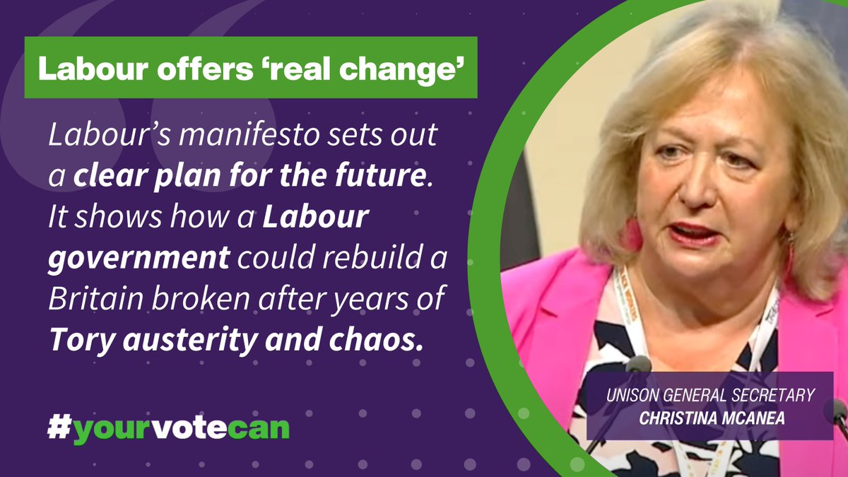 UNISON - UK's largest union (@unisontheunion) on Twitter photo Labour's manifesto offers the country real change, says UNISON
"This manifesto sets out a clear plan for the future. It shows how a Labour government could rebuild a Britain broken after years of Tory austerity and chaos," UNISON general secretary Christina McAnea <a href="/cmcanea/">Christina McAnea</a> Labour's manifesto offers the country real change, says UNISON
"This manifesto sets out a clear plan for the future. It shows how a Labour government could rebuild a Britain broken after years of Tory austerity and chaos," UNISON general secretary Christina McAnea <a href="/cmcanea/">Christina McAnea</a>