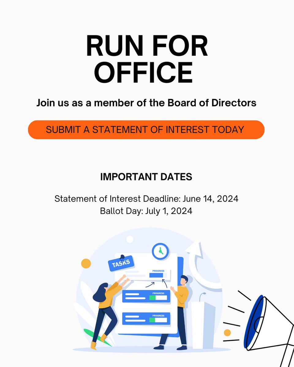Time is running out to submit a Statement of Interest for your intent to serve on the SNEC-PMI Board of Directors. Nominate yourself or a fellow member today. 

For more information about elections visit : snec-pmi.org/Elections

#SNECPMI #Elections2024