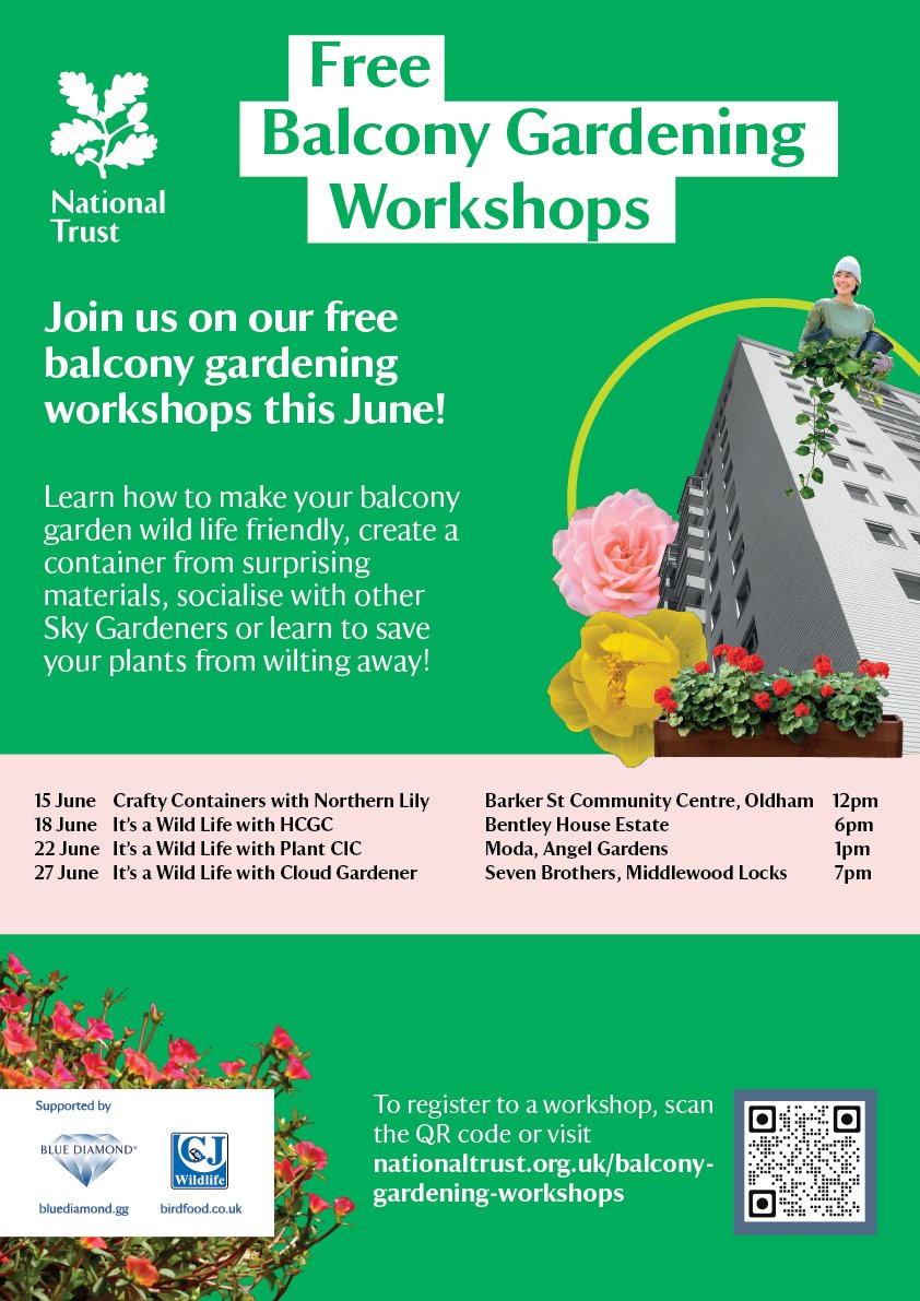 Got a small space you want to turn into a green paradise? Have we got the free workshops for you🌺

Join our pals <a href="/Northern_LilyGM/">Victoria - Director at Northern Lily CIC</a>, <a href="/HulmeCgardenC/">Hulme Community Garden Centre</a>, <a href="/PLANT_MCR/">PLANT CO-OPERATIVE</a> and <a href="/CloudGardenerUK/">Cloud Gardener UK</a> for one (or all) of these: nationaltrust-tickets.org.uk/category/33557…

#SmallSpaceGardening #Gardening #Workshops