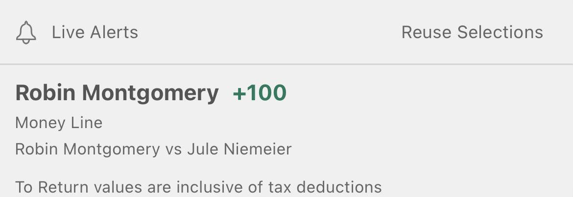 CSIBets's tweet photo. 6/13 #FreePlay no. 1️⃣🎾‼️🎾

Robin Montgomery Moneyline (+100) on #Bet365 

.5 Unit Play 

#WTA #WTATour #GamblingX #TennisPicks https://t.co/XHaLx3YzhE