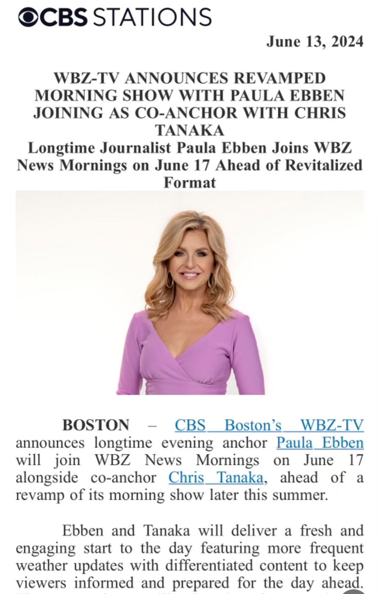 PaulaEbben's tweet photo. Some personal Breaking News… @wbz https://t.co/Z2t1qEP7UZ