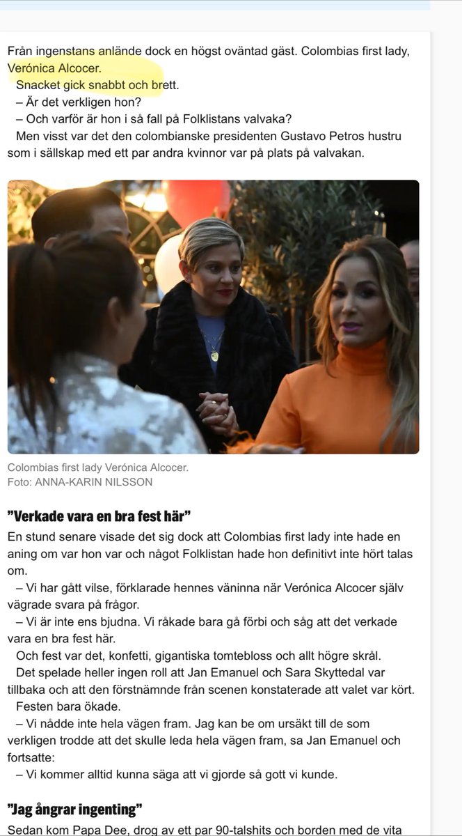 lcvelez's tweet photo. ¿Qué hacía la Primera Dama en una fiesta de un partido político de Suecia sin ser invitada?, ¿por qué llegó al país antes que su esposo?, ¿quién paga esto? 

Acá el artículo de la prensa local que describe la fiesta “loca” a la que, según el medio, asistió la señora Alcocer 

https://t.co/A7igbsmHCA