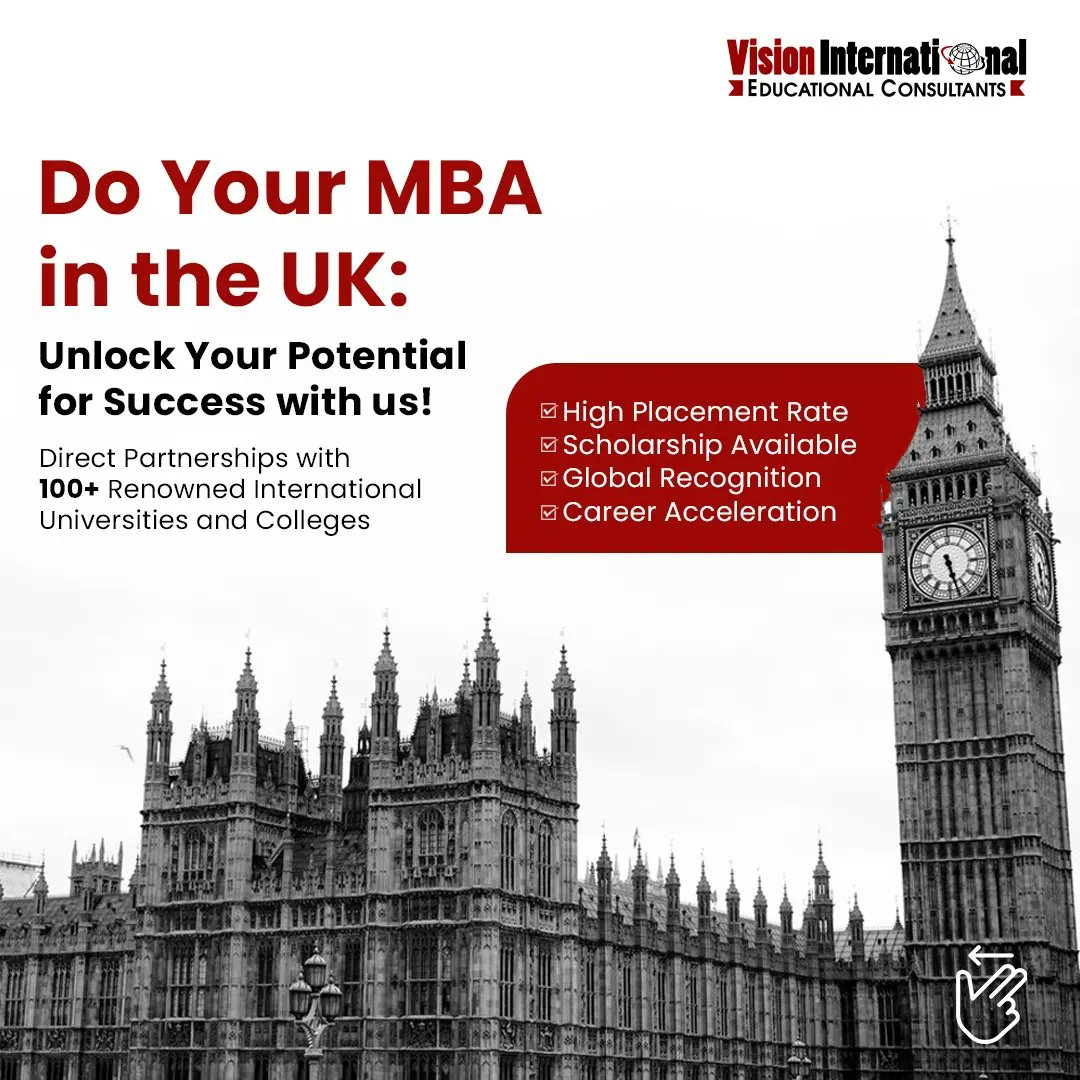 vieckarnal's tweet photo. Are you planning to pursue MBA from UK? Unlock your potential for success with Vision International Educational Consultants.
* High Placement Rate
* Scholarship Available
* Global Recognition
* Career Acceleration
Call: 9143540000
#MBAinUK #StudyinUK2024 #StudyVisaConsultants https://t.co/wKuaew86Zo