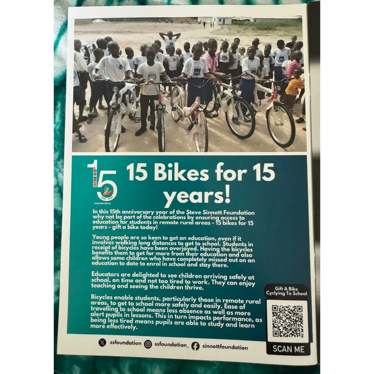 SSFoundation's tweet photo. A special thank you to @SummerSoulstice 💚

We are featured in the inside of the front page of this year's brochure 🚲

Enjoy the festival and thank you for raising awareness of the vital work for so many charities 🌍 🎶

#EducationForAll #SteveSinnott #SummerSoul https://t.co/NDM3YJlkfr