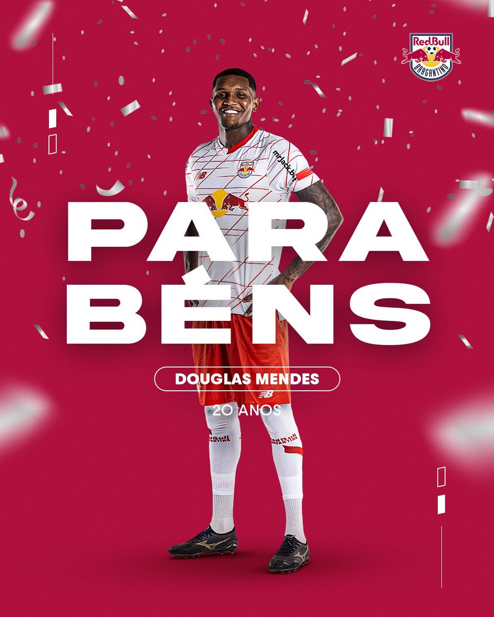 RedBullBraga's tweet photo. O zagueiro Douglas Mendes comemora mais um ano de vida nesta quinta-feira! 🥳👏

Parabéns, saúde, felicidades e conquistas com o Massa Bruta! 🎈🎉 

#RedBullBragantino #ParabensDouglasMendes https://t.co/mMv3hIVOIi