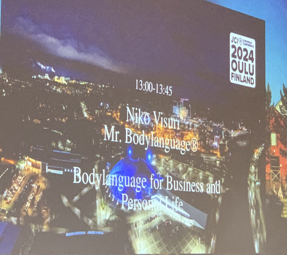 1.500 delegates from 47 countries are attending JCI (Junior Chamber International)  European Conference in Oulu Finland.

Body Language for Business and Personal Life @ Oulun teatteri 

#MrBodyLanguage®️ #LearningAndFun