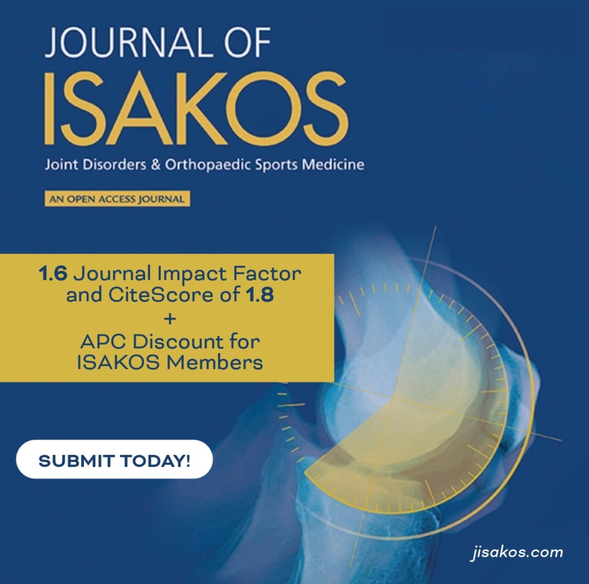 Submit to the Journal of ISAKOS!  

Authors who publish in #JISAKOS can make their research work immediately, permanently, and freely accessible worldwide through our Gold open access journal.  

Ensure your research makes an impact! Submit today at jisakos.com