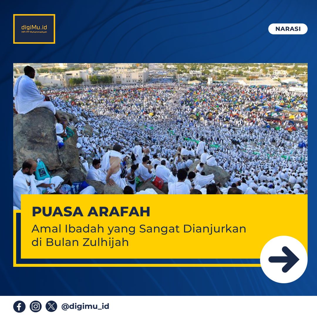 digimu_id's tweet photo. Kasih sayang Allah yang begitu besar memberikan kita berbagai kesempatan untuk selalu kembali kepada-Nya, memohon ampunan, dan memperbaiki diri. Salah satu amal ibadah yang sangat dianjurkan untuk dilakukan di bulan Zulhijah yakni puasa Arafah. https://t.co/1QfnKdQpKa