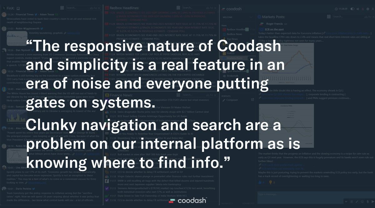 Client feedback is often the trigger for refining your pitch - have you been explicitly clear about the value proposition?

Coodash technology redefines user experience with our cutting-edge, fully real-time enterprise platforms. Engineered from the ground up to be faster,
