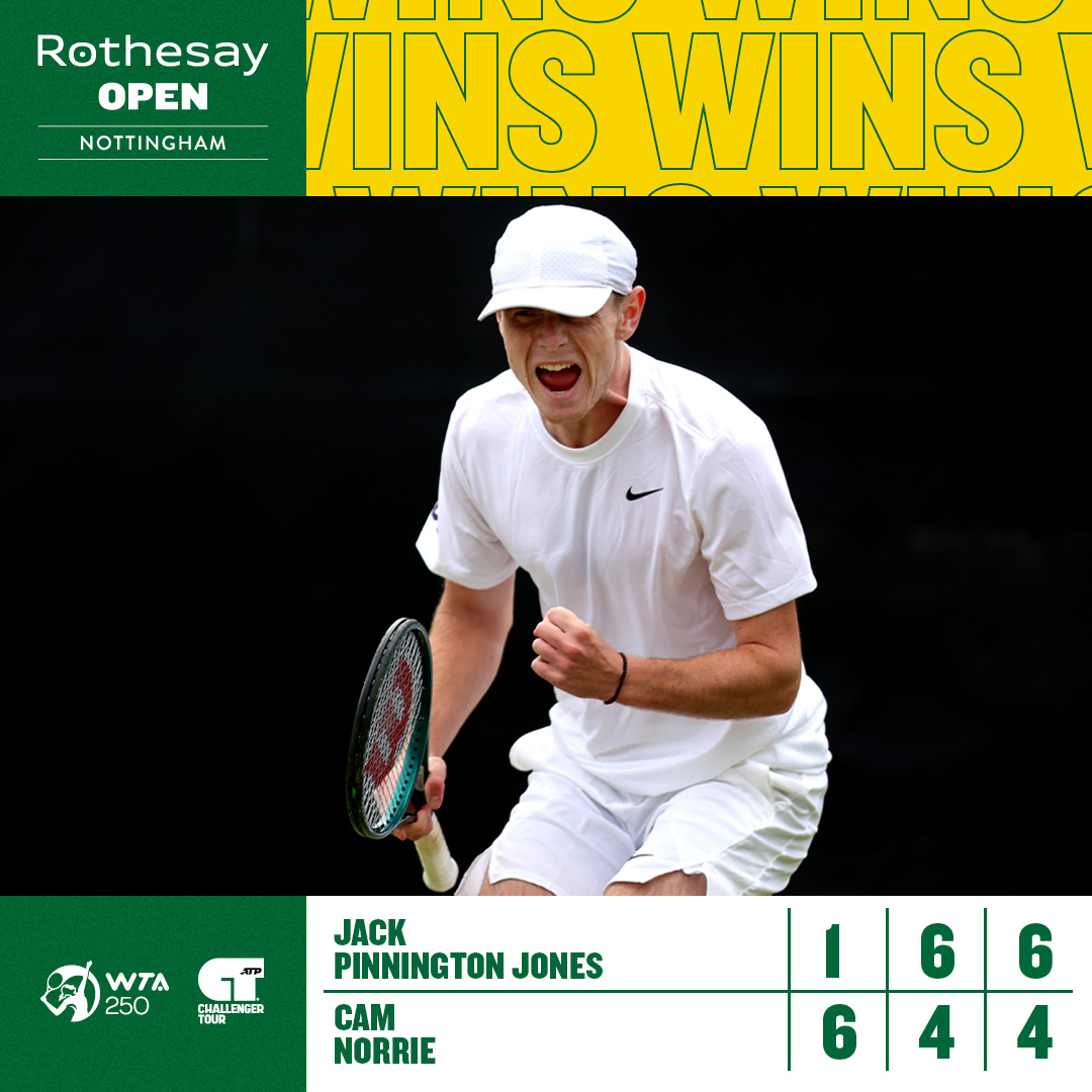 the_LTA's tweet photo. Jack Pinnington Jones claims the biggest win of his career to reach his 1st @ATPChallenger quarter-final 👏

#RothesayOpen https://t.co/5EirO0Nmnj