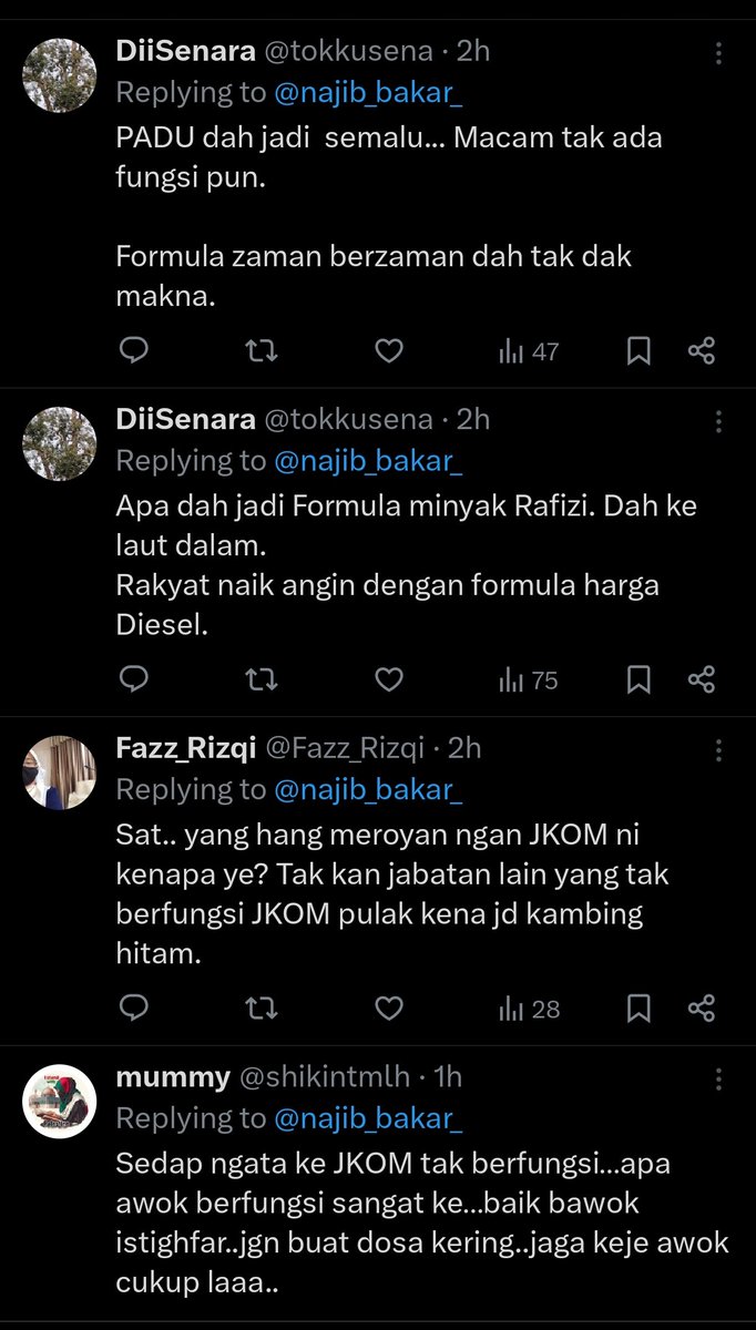 najib_bakar_'s tweet photo. Lepas JKOM kena jentik, baru muncul hantu-hantu JKOM yang beramai-ramai serang aku di X. Ini mengesahkan hipotesis aku.

Dalam JKOM, ramai yang berdarah walaun. Banyak yang dapat dibuktikan di sini.

Hampa sebagai penjawat awam di JKOM, serang isu subsidi diesel.

🧵1/n https://t.co/3BQxynDiN7