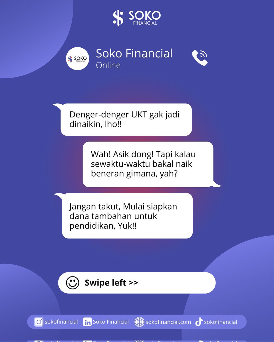 sokofinancial's tweet photo. Masih SMA udah mulai melek pengelolaan dan investasi keuangan?? Bukan hal yang mustahil! Daftar Kelas Keuangan untuk Siswa SMA/K dan Mahasiswa dari SOKO Financial sekarang juga! Kelas ini didesain khusus untuk anak SMA agar kalian bisa lebih pintar dalam mengatur uang. 

#SOKO https://t.co/9iq1ovSvs3