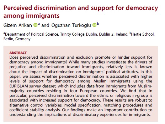 Gizem Arikan (@gizem_rkn) on Twitter photo Happy to see our article with <a href="/oguzhanturkoglu/">Oğuzhan Türkoğlu</a> on perceived #discrimination (PD) and Muslim #immigrants' support for #democracy published in <a href="/ERSjournal/">Ethnic and Racial Studies</a>! Happy to see our article with <a href="/oguzhanturkoglu/">Oğuzhan Türkoğlu</a> on perceived #discrimination (PD) and Muslim #immigrants' support for #democracy published in <a href="/ERSjournal/">Ethnic and Racial Studies</a>!