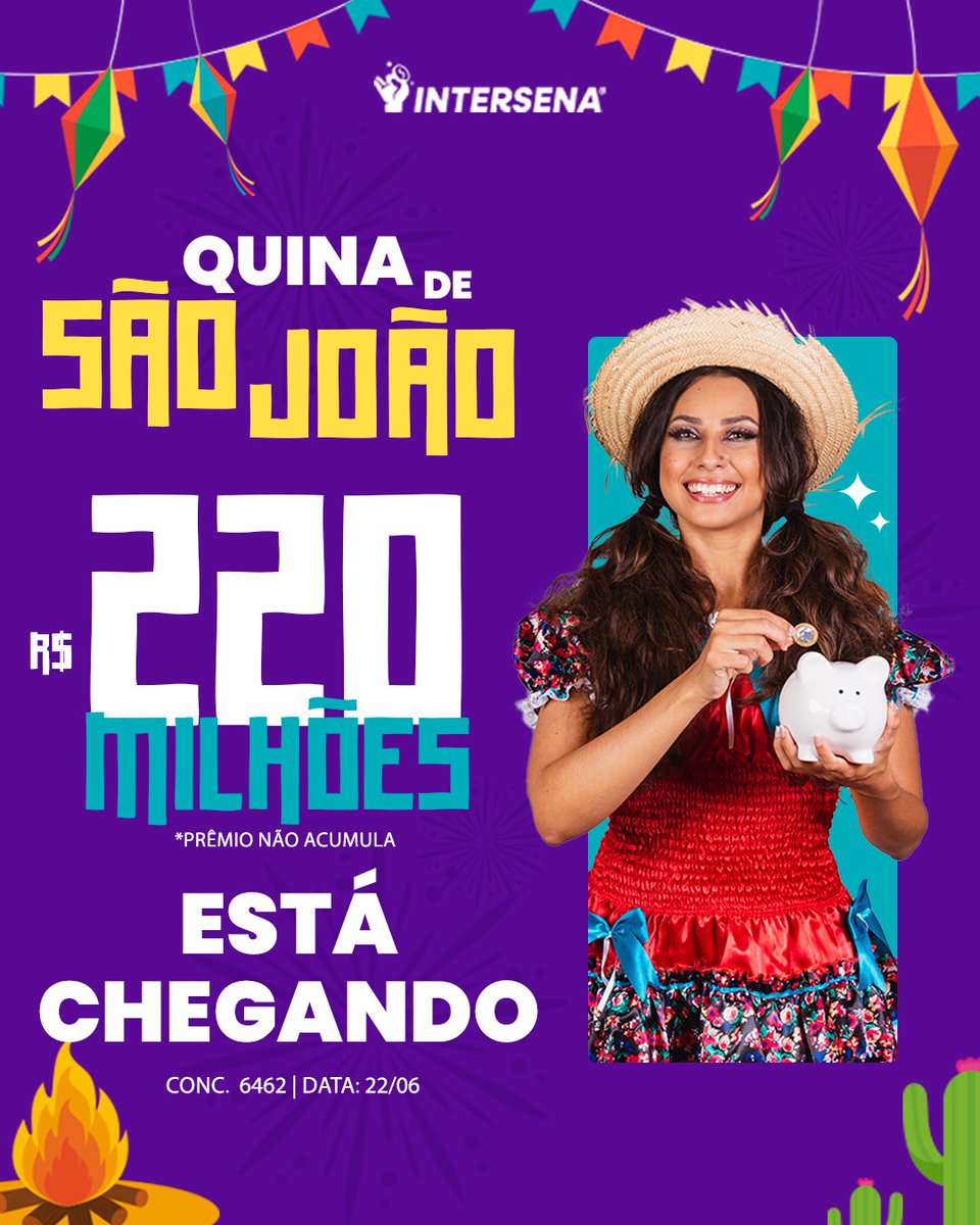 intersenaonline's tweet photo. Quem mais aí está contando os dias para a Quina de São João???

Não perca a chance de ganhar e fazer a sua festa de São João ser a melhor da cidade!🍿💸

https://t.co/CXC4YKufPK

#festadesaojoao #festa https://t.co/82brexheOn