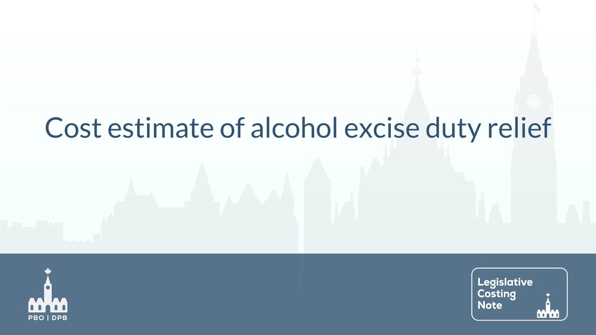 #LegislativeCostingNote: “Cost estimate of alcohol excise duty relief” pbo-dpb.ca/en/publication… #cdnecon #cdnpoli