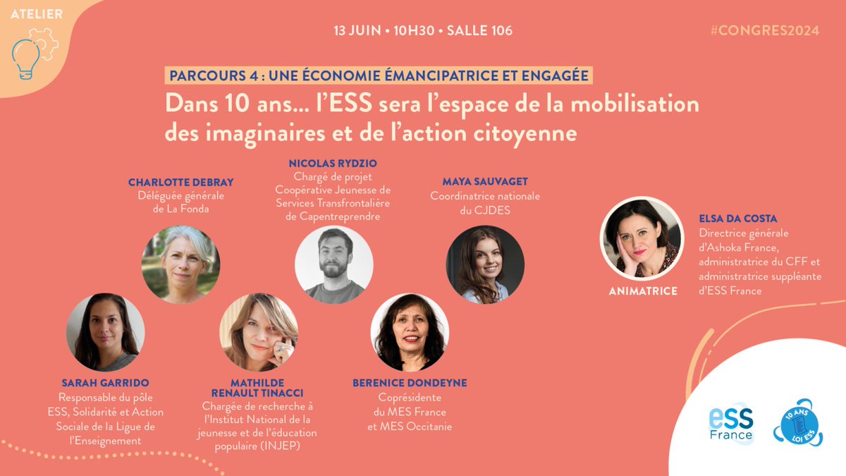 🎙️ Mathilde Renault Tinacci (INJEP) participait aujourd'hui au congrès de <a href="/ESS_France/">ESS France</a> sur la question "Dans 10 ans… l’ESS sera l’espace de la mobilisation des imaginaires et de l’action citoyenne"