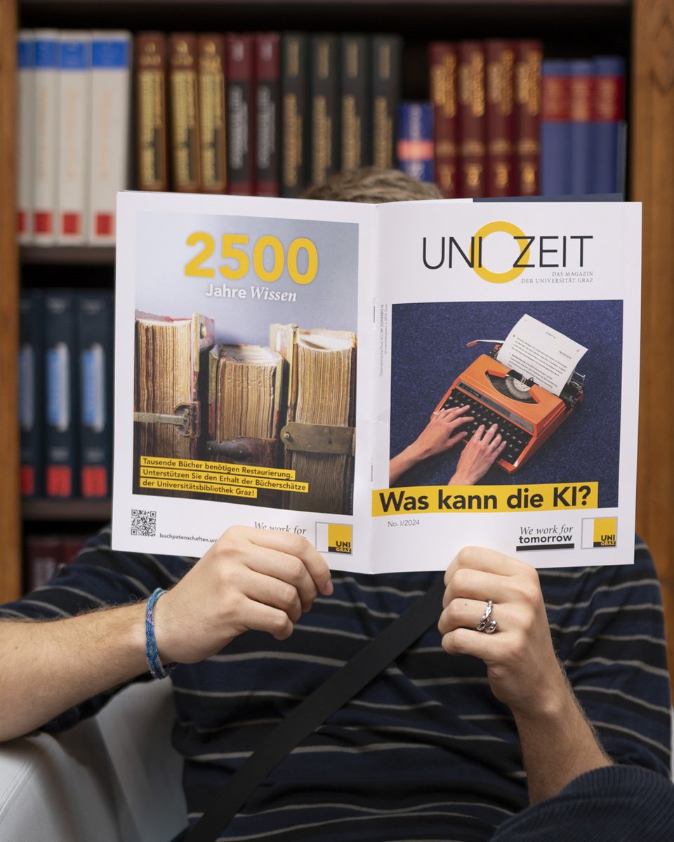UniGraz's tweet photo. 🟡  Was kann die KI❓

Dieser Frage gehen unsere Forscher:innen in der neuen UNIZEIT, dem Magazin der #unigraz nach:

Gleich hier reinlesen oder an einem der zahlreichen Aussteller am Campus:
🔗 https://t.co/v5zH2ewH6n

#unizeit #weworkfortomorrow #universityofgraz https://t.co/R0Gc9Un6jS