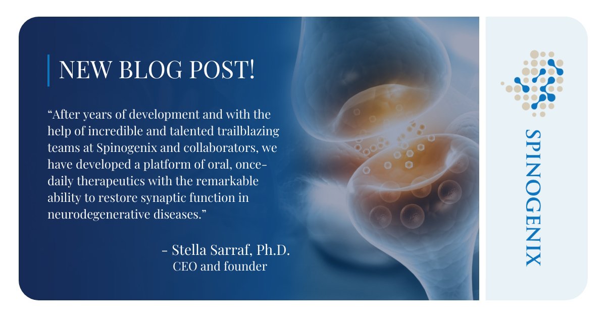 Spinogenix_Inc's tweet photo. In our newest #BlogPost, CEO &amp; Founder @StellaSarraf, PhD, reflects on her recent conversation with Dan Doctoroff about the important role #synapses play in neurodegenerative diseases and their shared mission to offer hope to those affected. Read here: https://t.co/aQh9xwQw1S https://t.co/DMphBzA1vu