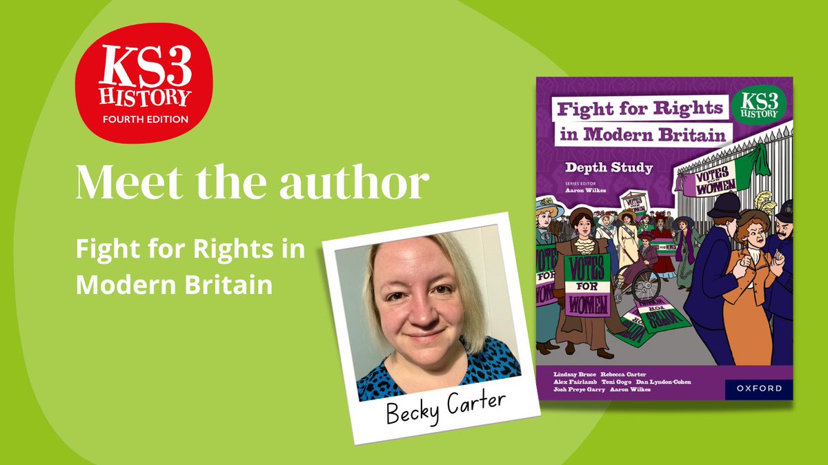 The fantastic <a href="/missrcarter89/">Miss Carter</a> is one of the authors of our #KS3History Fight for Rights Depth Study. An experienced mentor and #HistoryTeacher, Becky has worked to diversify her school's curriculum, focusing on LGBTQ+ history. 🌈 Evaluate the book for free: ow.ly/POp450RJX8L