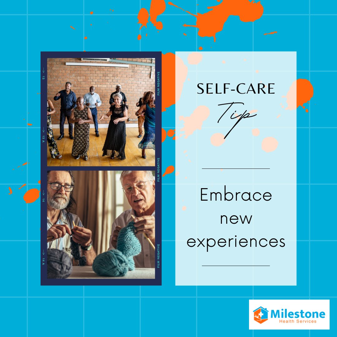 Whether it's taking fitness classes, pursuing ongoing education, or learning a new skill, embracing new experiences can ignite a sense of adventure and fulfillment in your retirement years.
#NewExperiences #Seniorstip #Selfcaretip #MilestoneHealth #eldercare #seniors #caregiving