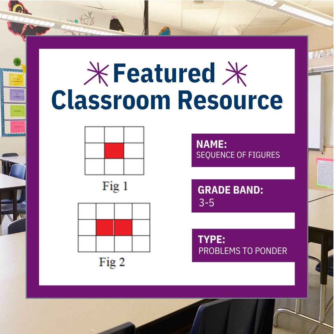 Attn upper elementary #math teachers! There's a pattern hiding in this sequence of shapes, but can you and your students crack the code? 🕵️

Head over to this Problem to Ponder to test your logic and see if you can predict the future of these squares! 👉nctm.link/MROCJ