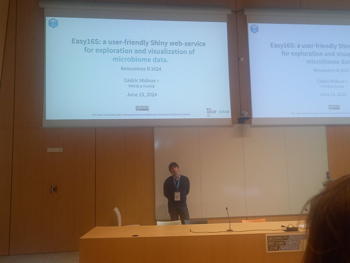 <a href="/CedricMidoux/">Cédric Midoux</a> est présent aux <a href="/rencontres_R/">Rencontres R 2024</a> cette semaine à Vannes. Il y a présenté l'application R Shiny Easy16S.
Slides accessibles en ligne : cedric.midoux.pages.mia.inra.fr/slides/posts/2…
#RR2024 <a href="/INRAE_Migale/">INRAE Migale</a> @INRAE_PROSE