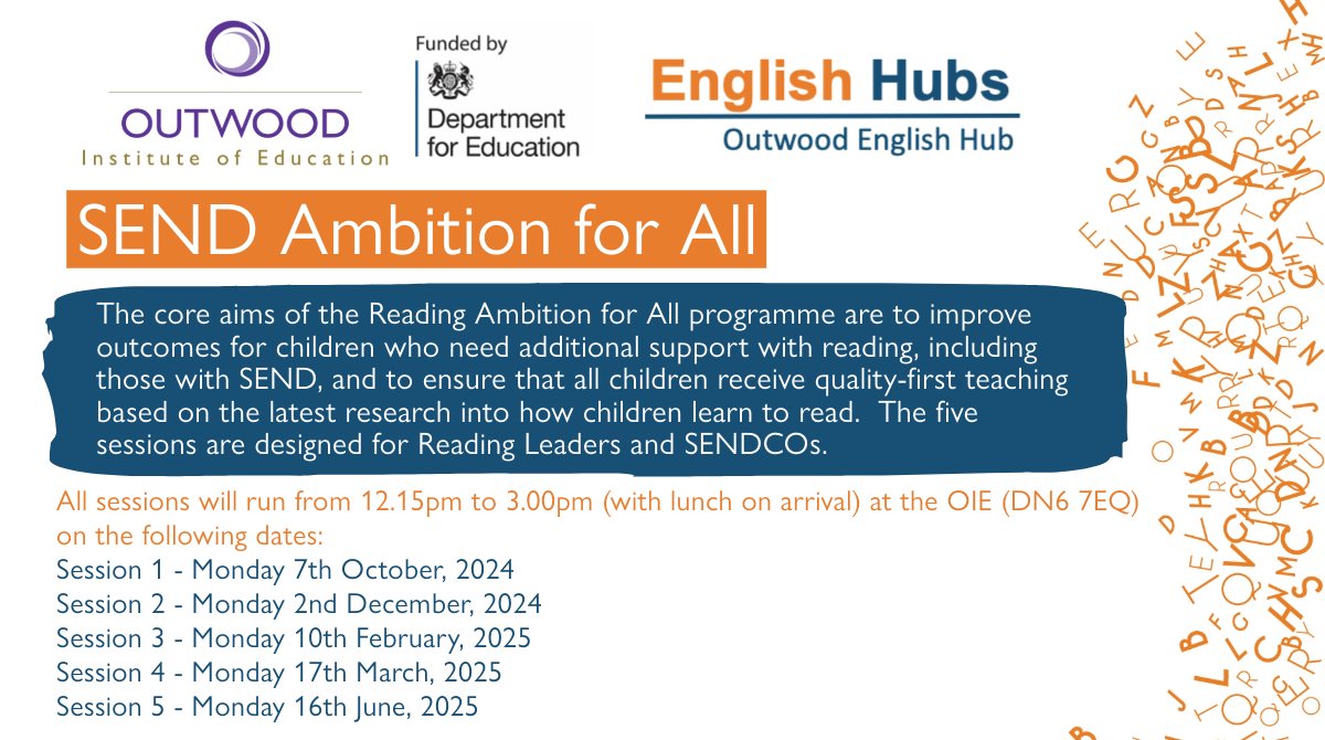 outwoodeh's tweet image. SEND Ambition for All 2024/25
Please secure your place by clicking the link below
bit.ly/4bV11lG