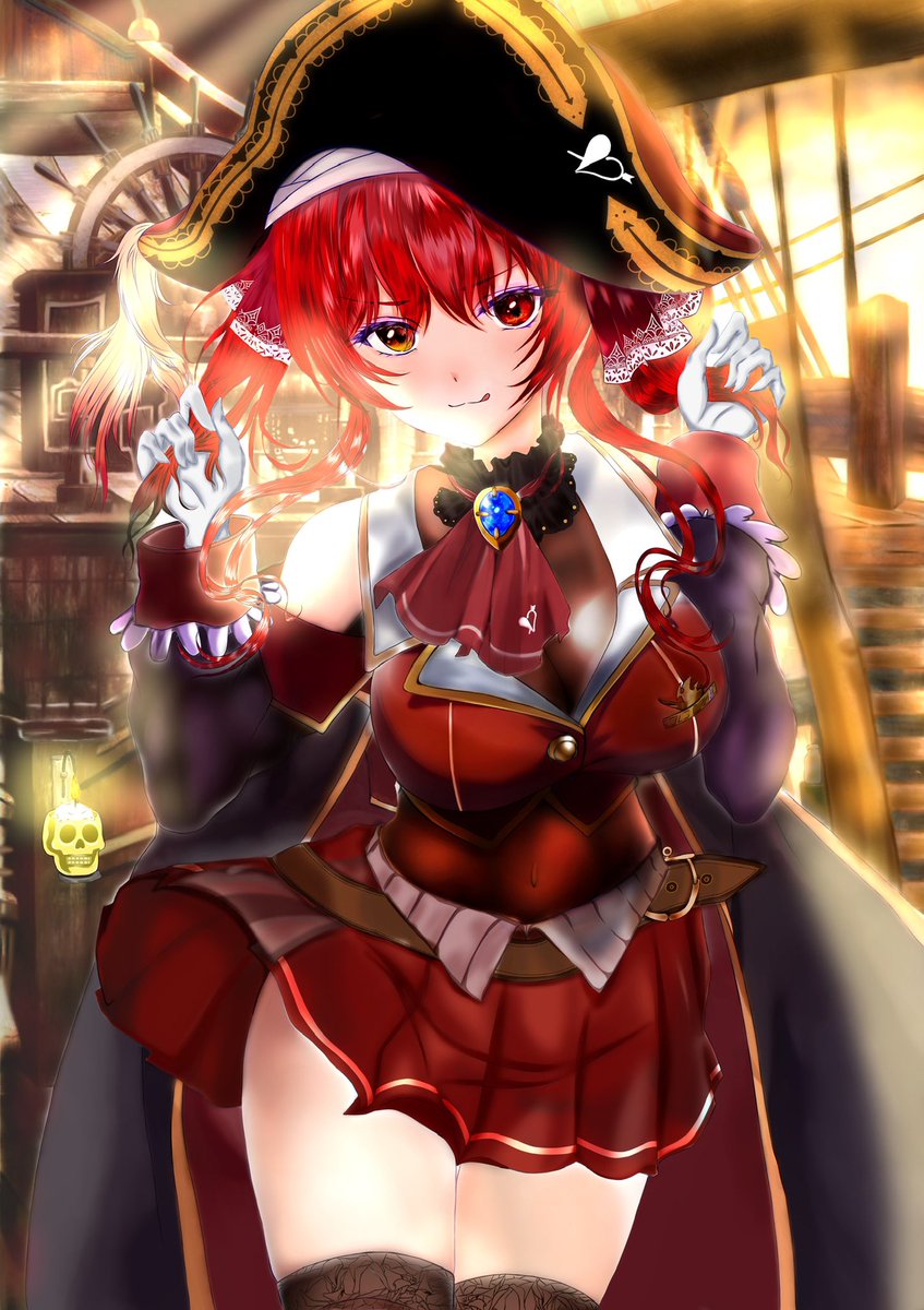 宝鐘マリン 「#これを見た人は赤が入ってる画像を貼れ 赤は自身のイメージカラーでもあるし赤い絵」|野花🍚✨🌸(超天然ちゃんラチぷぅの保護者)のイラスト