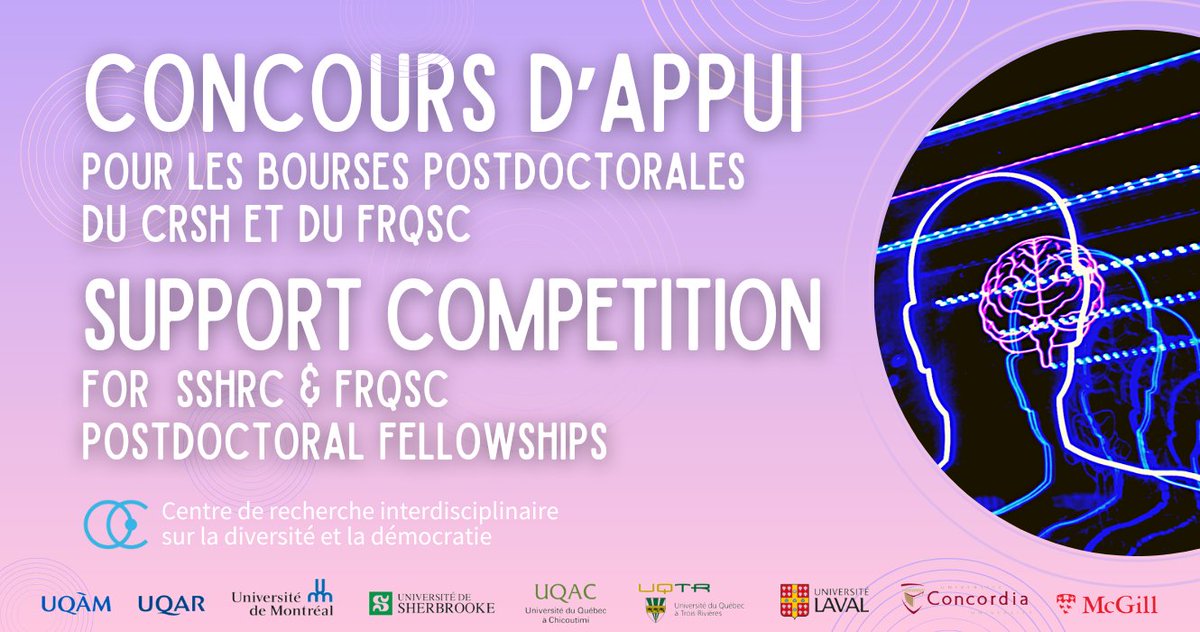 CRIDAQ (@cridaq) on Twitter photo 👀 Soutien offert aux candidat.e.s aux prochains concours de bourses postdoc <a href="/CRSH_SSHRC/">CRSH</a>/<a href="/FRQSC/">FRQ - secteur Société et culture</a> en promettant aux candidat.e.s retenu.e.s un complément de bourse de 5000$ et un milieu d'accueil reconnu, le <a href="/cridaq/">CRIDAQ</a>!
Pour tous les détails👇
shorturl.at/C6Qr2
<a href="/Pol_droit_UQAM/">Faculté de science politique et de droit - UQAM</a> 👀 Soutien offert aux candidat.e.s aux prochains concours de bourses postdoc <a href="/CRSH_SSHRC/">CRSH</a>/<a href="/FRQSC/">FRQ - secteur Société et culture</a> en promettant aux candidat.e.s retenu.e.s un complément de bourse de 5000$ et un milieu d'accueil reconnu, le <a href="/cridaq/">CRIDAQ</a>!
Pour tous les détails👇
shorturl.at/C6Qr2
<a href="/Pol_droit_UQAM/">Faculté de science politique et de droit - UQAM</a>