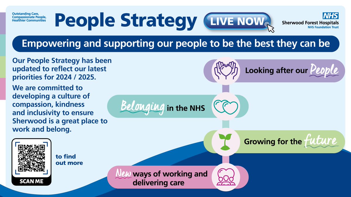 LIVE NOW! 🚨 

Our People Strategy has been updated to reflect the People Directorate’s priorities for 2024/2025:

💜 Looking after our People
🩵 Belonging in the NHS
💚 Growing for the future
🩷 New ways of working and delivering care

For more info: bit.ly/3RltTev