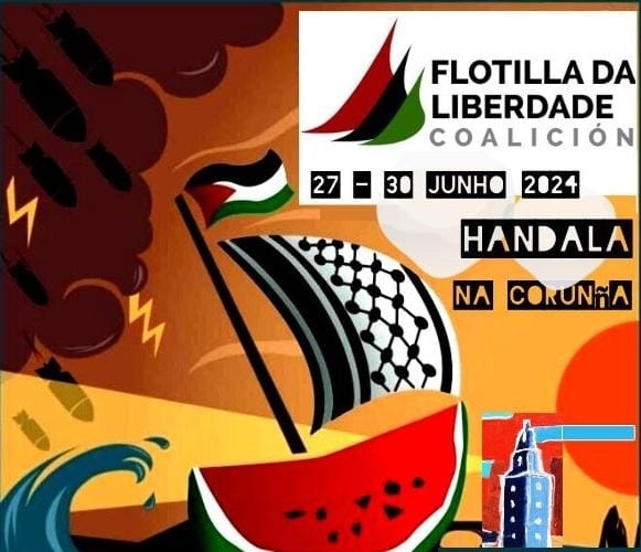 O #Handala xa está no porto de Brest! Na súa ruta #RumboaGaza chegará ao Porto da Coruña en dúas semanas.
Na Galiza estamos a preparar actividades de benvida e solidariedade 
Estade atentas ás publicacións!
<a href="/rumboagaza/">Rumbo a Gaza</a>
<a href="/GazaFFlotilla/">Freedom Flotilla Coalition</a>
#freedomflotilla 
#Galizaconpalestina