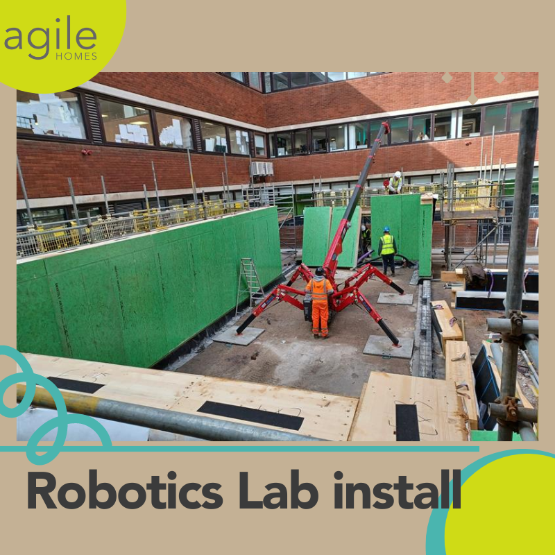 agile_homes's tweet photo. Using robots to make robots!

We have installed MMC panels for our project with @ManMetUni! The new robotics lab will house students researching &amp; innovating with design technology.

#BuiltWithStraw #BuildWithStraw #SustainableLiving #SustainableLearning #technologyisawesome https://t.co/QqMlkjhHAN