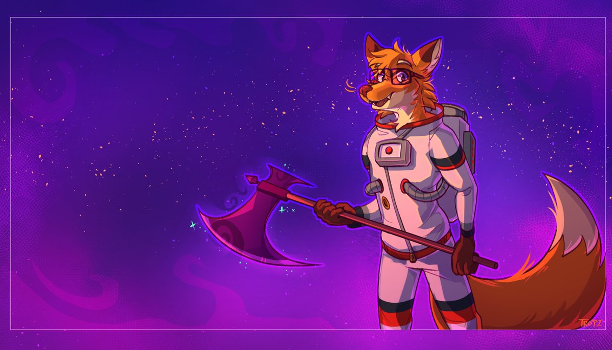 intruderfox's tweet photo. I'm ready for some space adventures, are you going to explore the universe with me? 🚀🦊🪓

Art by @Troparti 🎨 https://t.co/b9TJIALmZ8