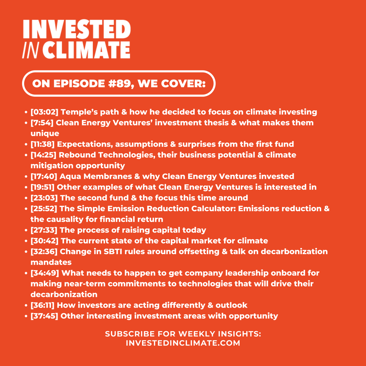 Invested in Climate (@investedclimate) on Twitter photo Investment in the climate transition is crucial. Despite a 30% drop in 2023 #climatetech VC funding to $32B, funds like <a href="/CEVteam/">Clean Energy Ventures</a> are raising larger rounds. <a href="/TempleFennell/">Temple Fennell</a> discusses his focus on high-impact companies and the evolving landscape. 🎧 Ep #89: bit.ly/4bWzb8x Investment in the climate transition is crucial. Despite a 30% drop in 2023 #climatetech VC funding to $32B, funds like <a href="/CEVteam/">Clean Energy Ventures</a> are raising larger rounds. <a href="/TempleFennell/">Temple Fennell</a> discusses his focus on high-impact companies and the evolving landscape. 🎧 Ep #89: bit.ly/4bWzb8x