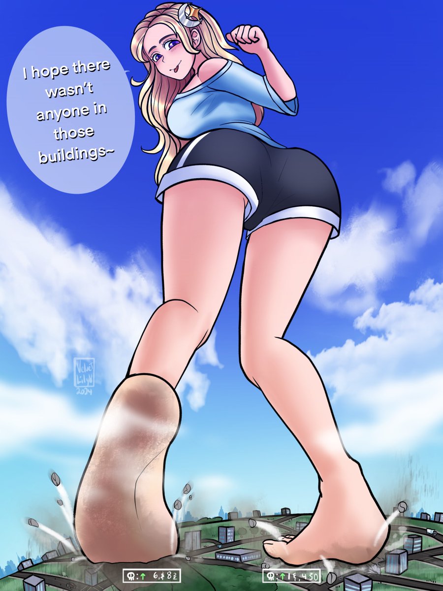 [Commission] Melody mid-comfy rampage! #giantess #Sizetwitter